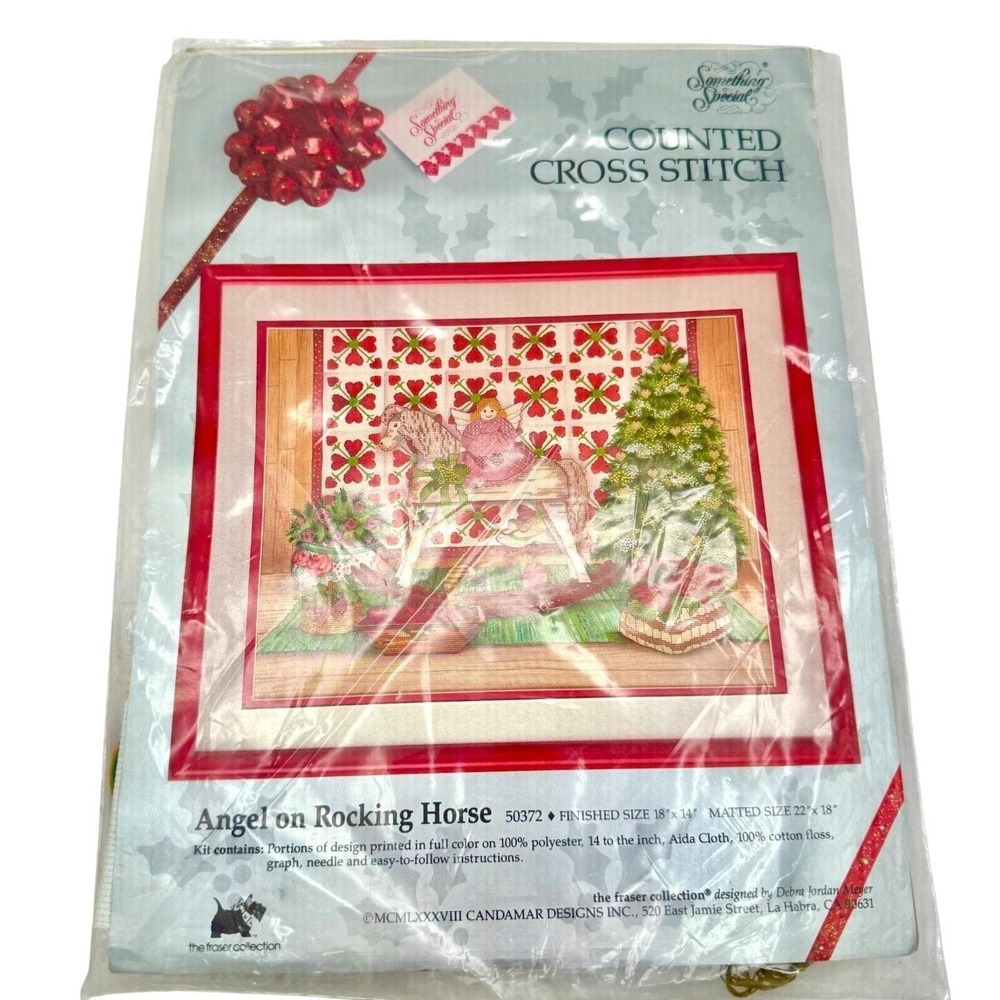 Something Special Cross Stitch Kit Angel Rocking Horse 18x14 New Vintage 50372